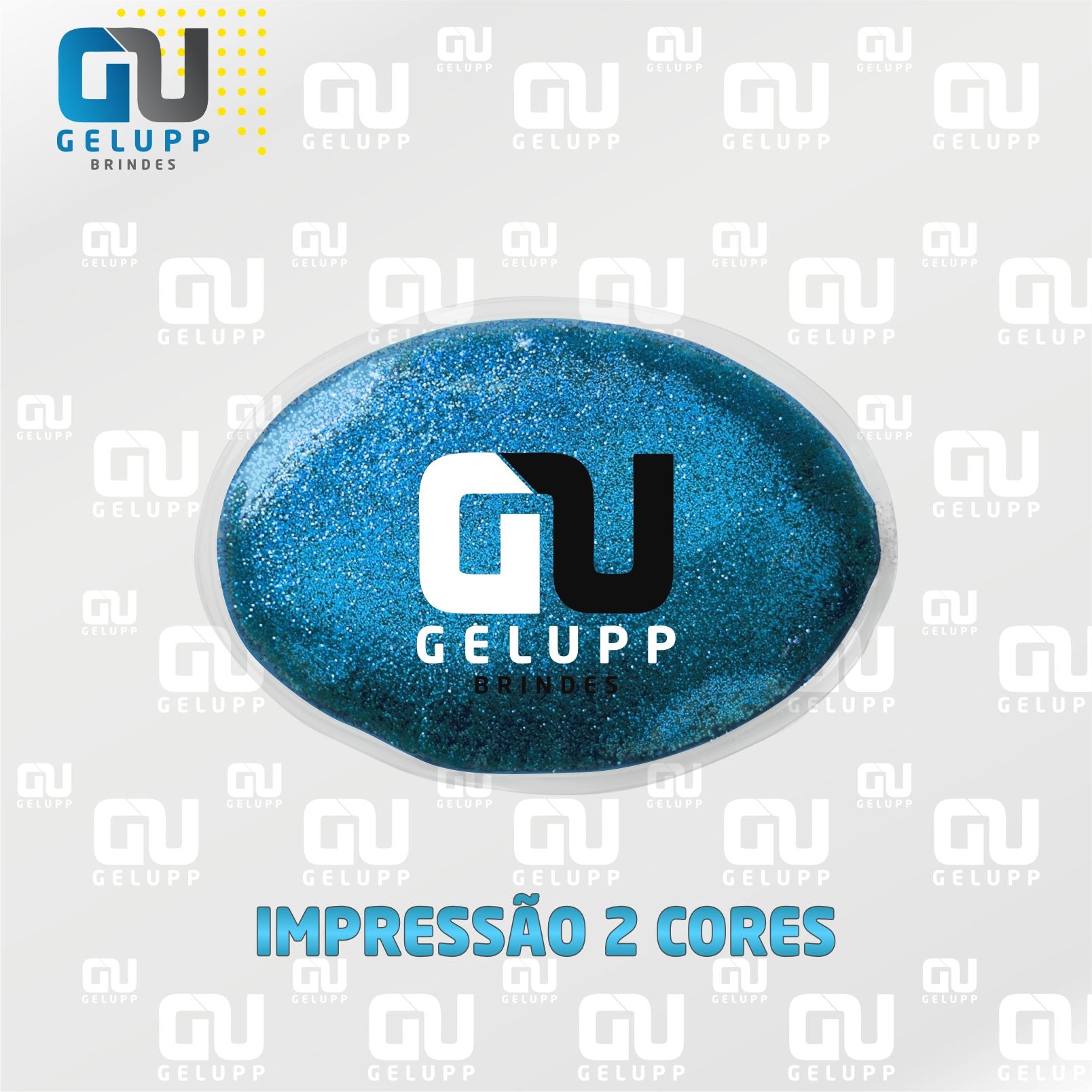 GELUPP - Bolsas Termogel Oval 10x7 Com Glitter PERSONALIZAÇÃO EM 2 CORES