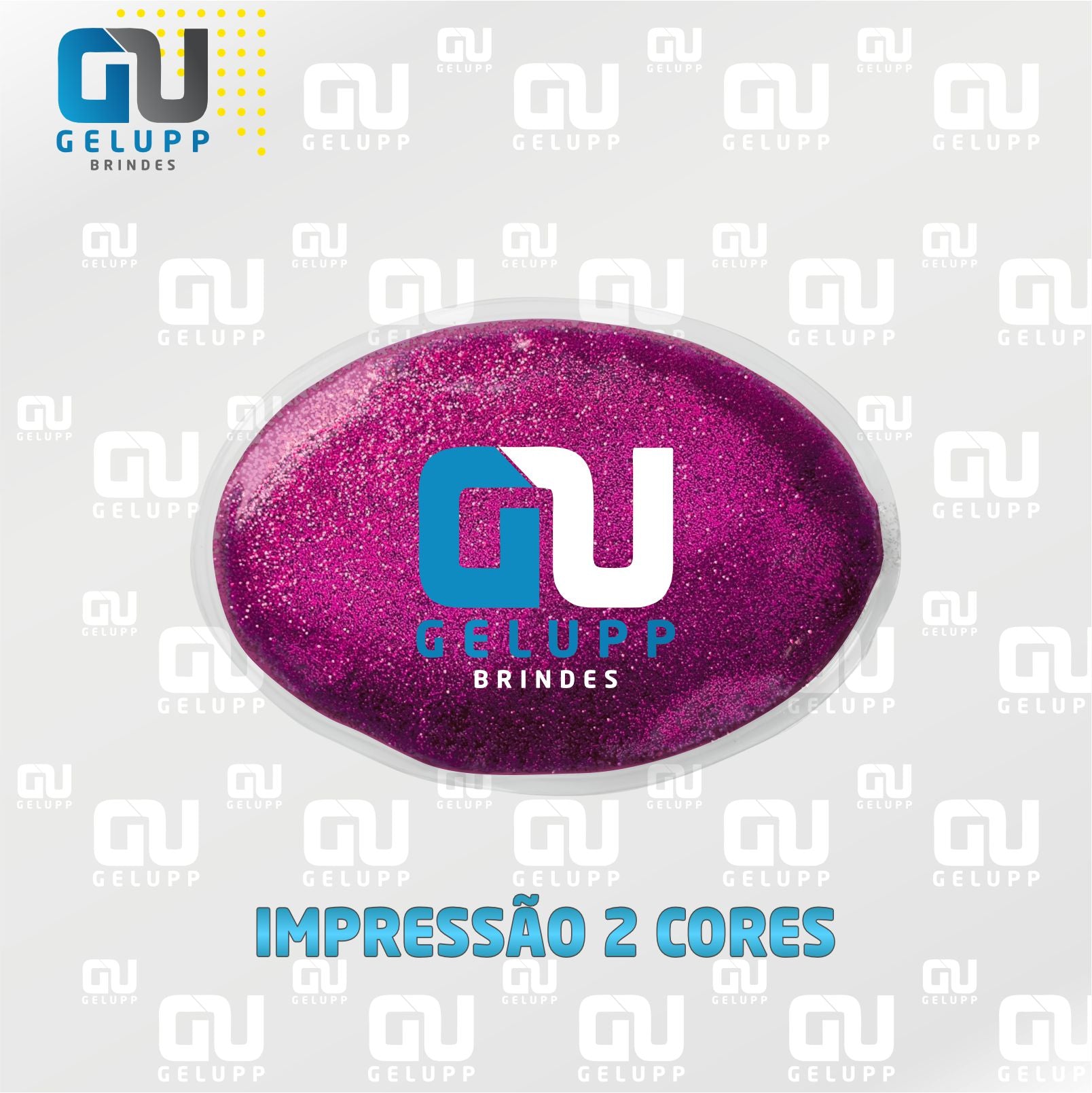 GELUPP - Bolsas Termogel Oval 10x7 Com Glitter PERSONALIZAÇÃO EM 2 CORES