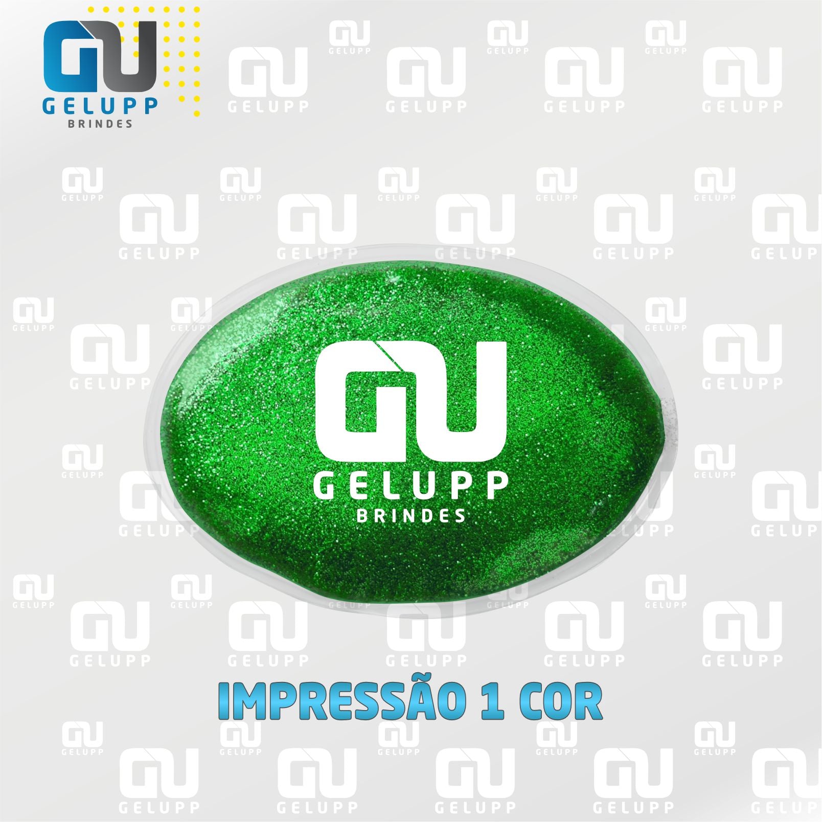 GELUPP - Bolsas Termogel Oval 10x7 Com Glitter PERSONALIZAÇÃO EM 1 COR